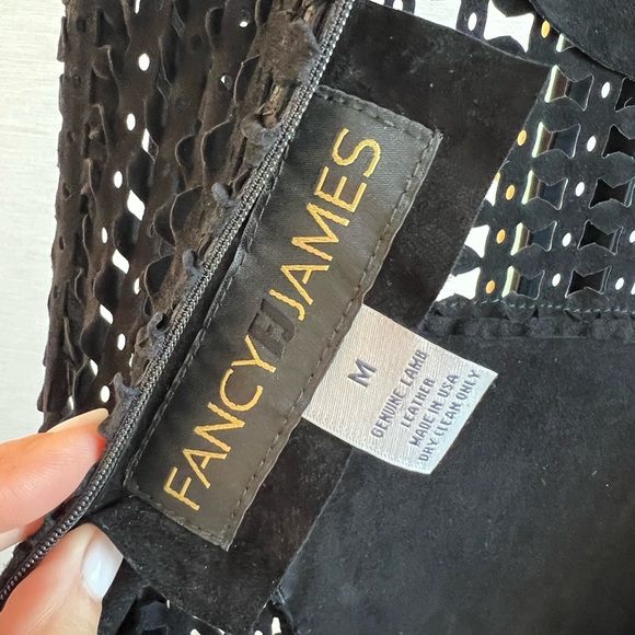 NEW with defect Fancy James Black Women Leather Suede Sleeveless Jumpsuit Size M - Picture 8 of 16